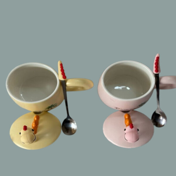 Dino Ceramic Mug with Lid & Steel Spoon