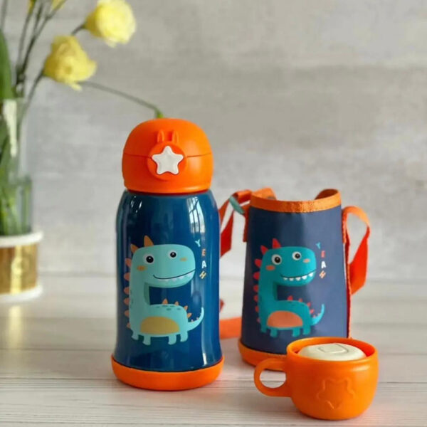 Dual Cup Water Bottle Steel