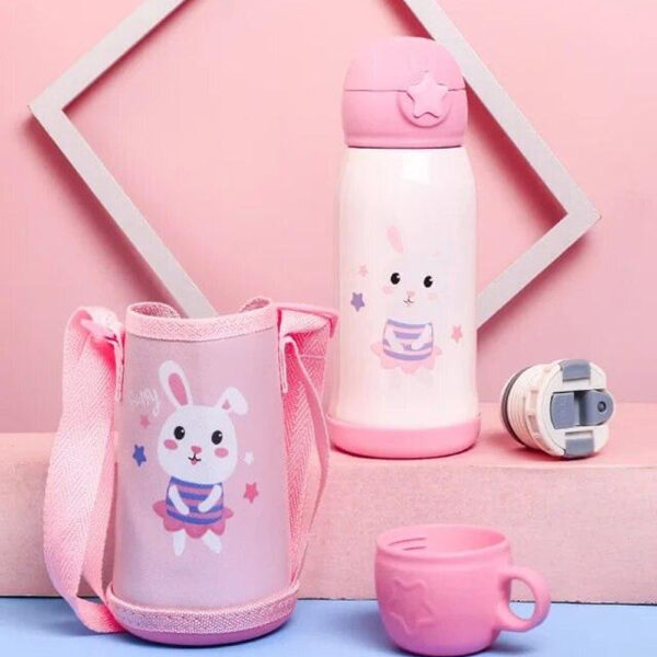 Dual Cup Water Bottle Steel