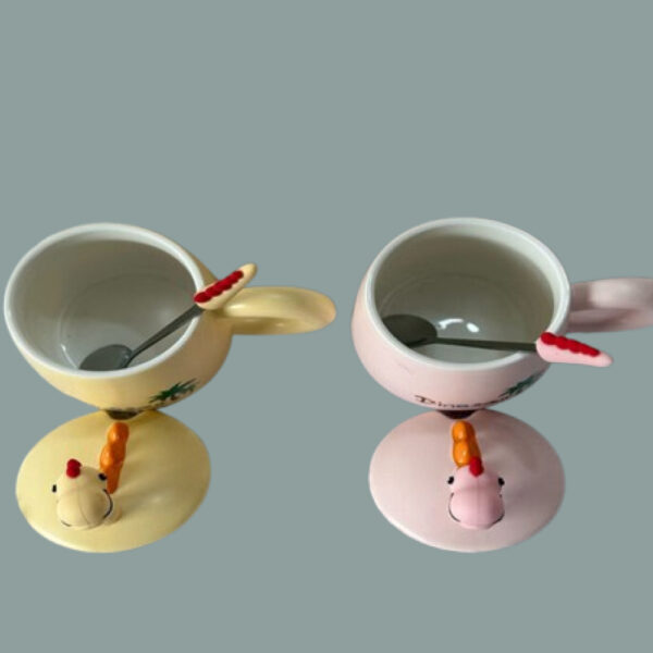 Dino Ceramic Mug with Lid & Steel Spoon