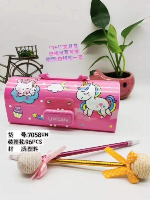 Password pencil box with 2 number locks