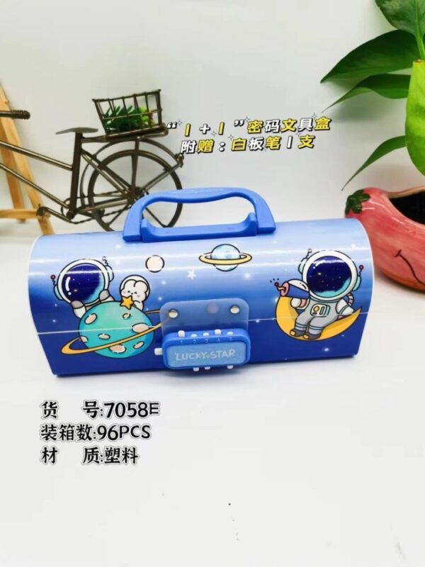Password pencil box with 2 number locks